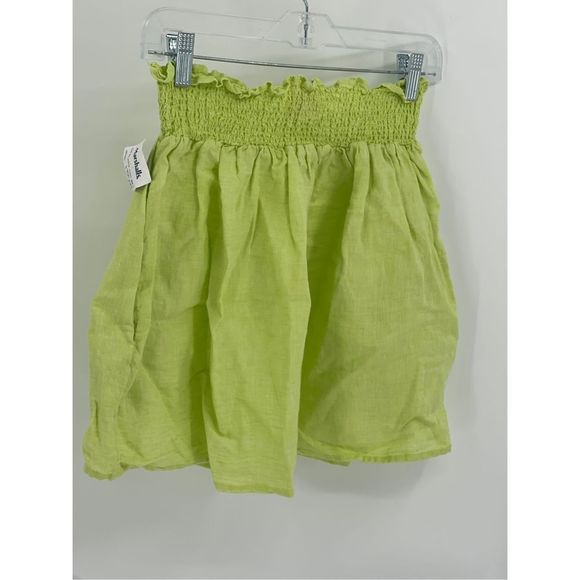 Cynthia Rowley Skirt Mini Linen Neon Yellow Green Women’s Size Large New - Picture 7 of 11